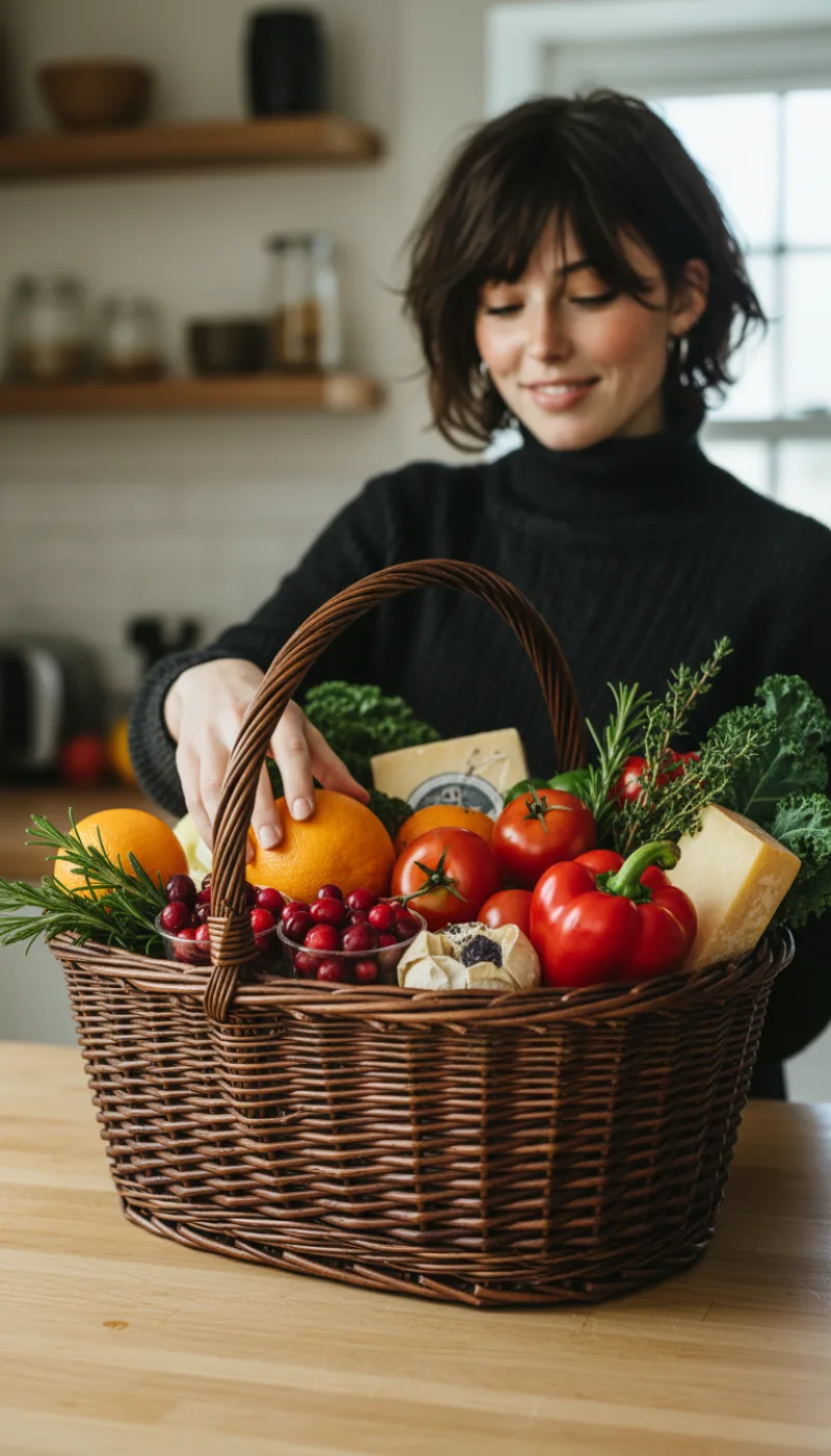 Une femme prépare un panier de courses fraîches et anti-gaspi avec Yummeal